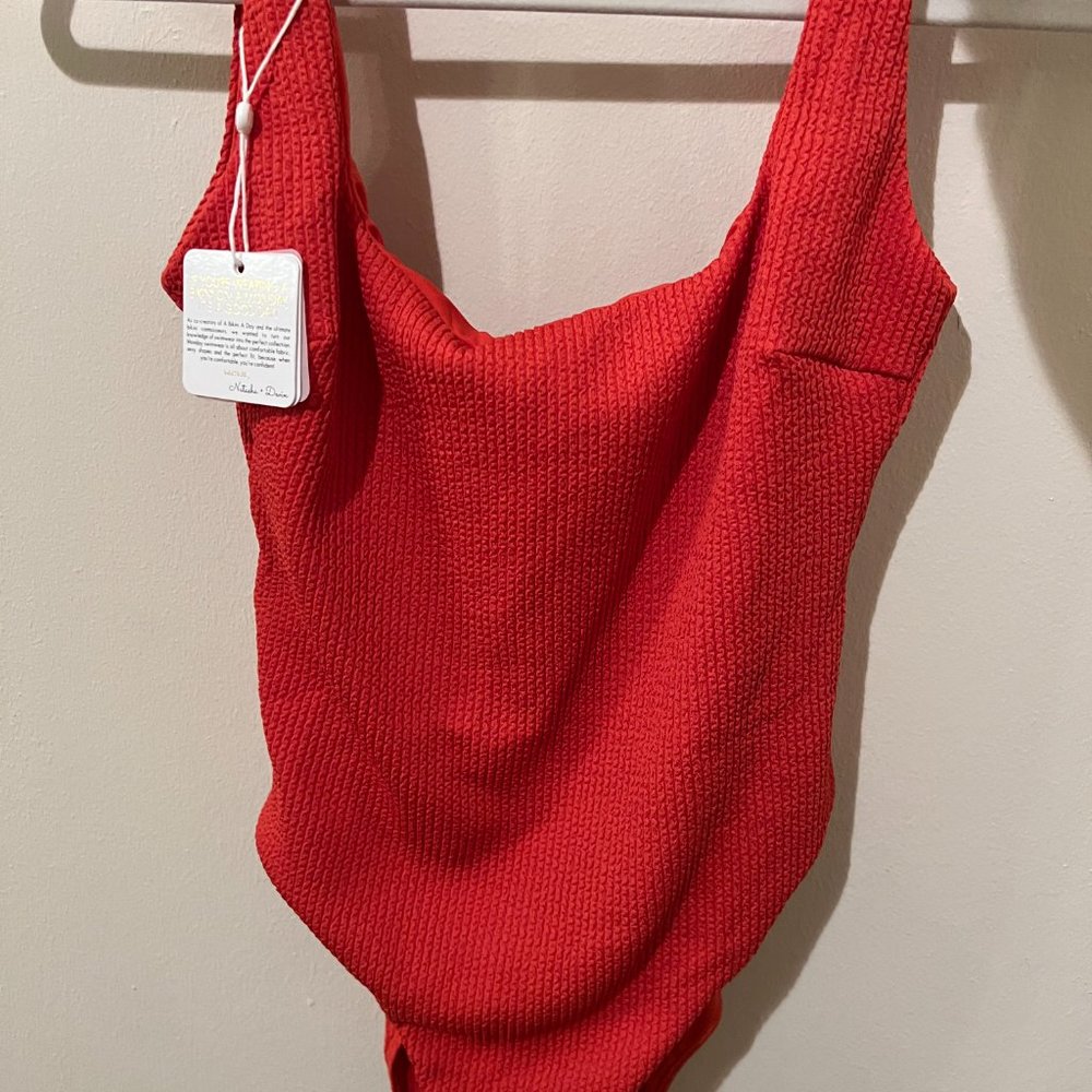 Monday Swimwear Red Textured One-Piece Swimsuit